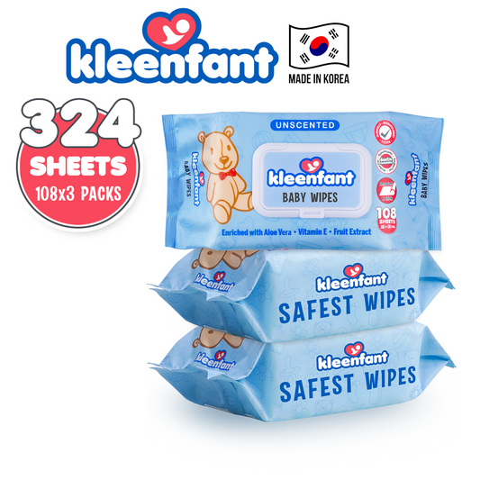 Kleenfant Unscented Baby Wipes 108 sheets Pack of 3