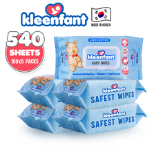 Load image into Gallery viewer, Kleenfant Unscented Baby Wipes 108 sheets Pack of 5

