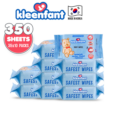 Kleenfant Unscented Baby Wipes 35 sheets Pack of 10