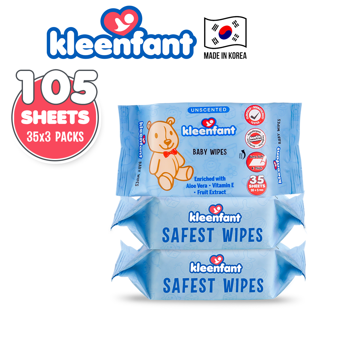 Kleenfant Unscented Baby Wipes 35 sheets Pack of 3