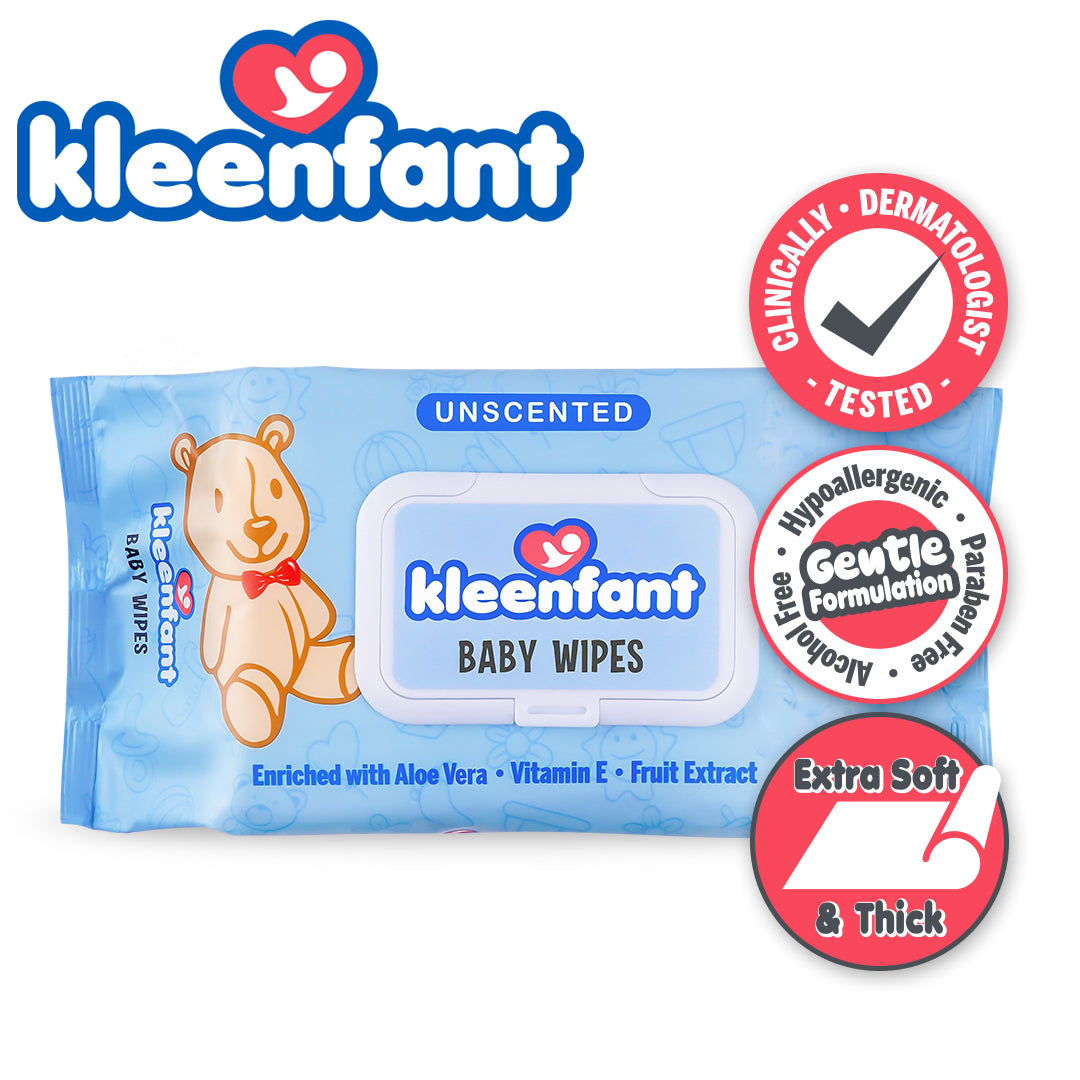 Kleenfant Unscented Baby Wipes 108 sheets Pack of 15