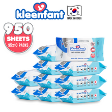 Load image into Gallery viewer, Kleenfant Fresh Scent Anti-bacterial Cleansing Wipes 95 sheets Pack of 10 Disinfecting Wipes
