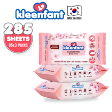 Load image into Gallery viewer, Kleenfant Cherry Blossom Scent Cleansing Wipes 95 sheets Pack of 3
