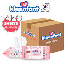 Load image into Gallery viewer, Kleenfant Cherry Blossom Cleansing Wipes 95 Sheets Pack of 15
