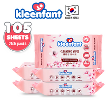 Load image into Gallery viewer, Kleenfant Cherry Blossom Cleansing Wipes 21 Sheets Pack of 5
