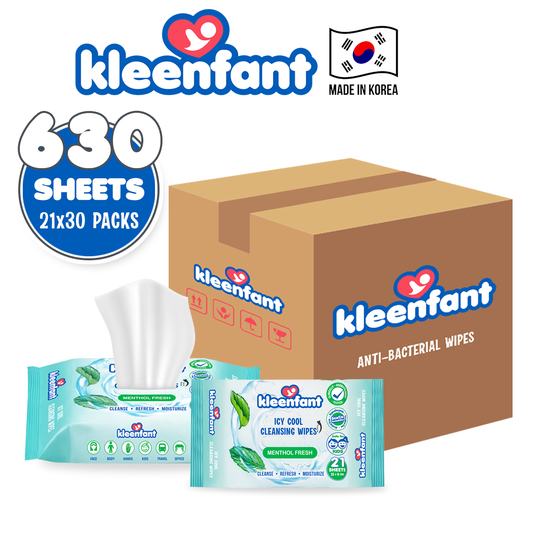 Kleenfant Icy Cool Cleansing Wipes 21 Sheets Pack of 30