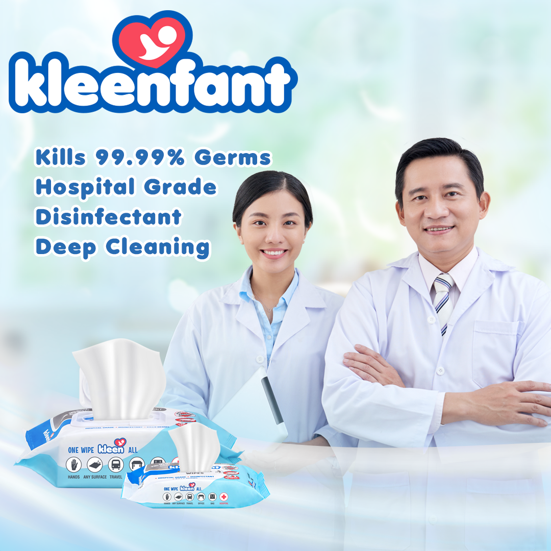 Kleenfant Fresh Scent Anti-bacterial Cleansing Wipes 95 sheets Pack of 10 Disinfecting Wipes