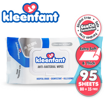 Load image into Gallery viewer, Kleenfant Fresh Scent Antibacterial Cleansing Wipes 95 sheets Pack of 30 Disinfecting Wipes Antibac
