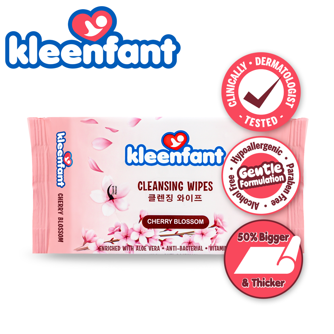 Kleenfant Cherry Blossom Cleansing Wipes 21 Sheets Pack of 3
