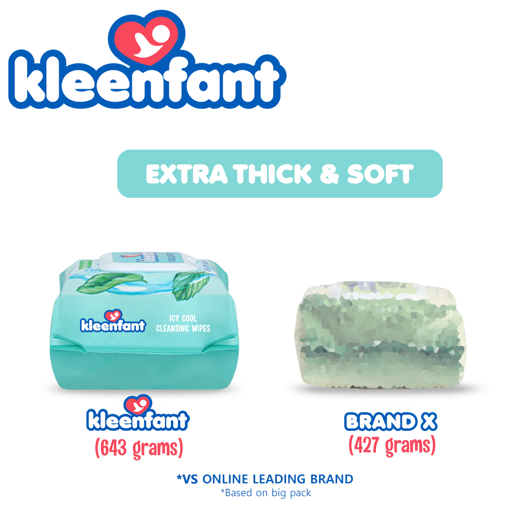 Kleenfant Icy Cool Cleansing Wipes 95 Sheets Pack of 3