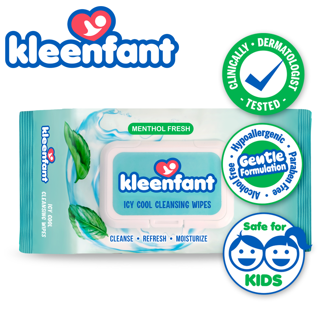 Kleenfant Icy Cool Cleansing Wipes 95 Sheets Pack of 3