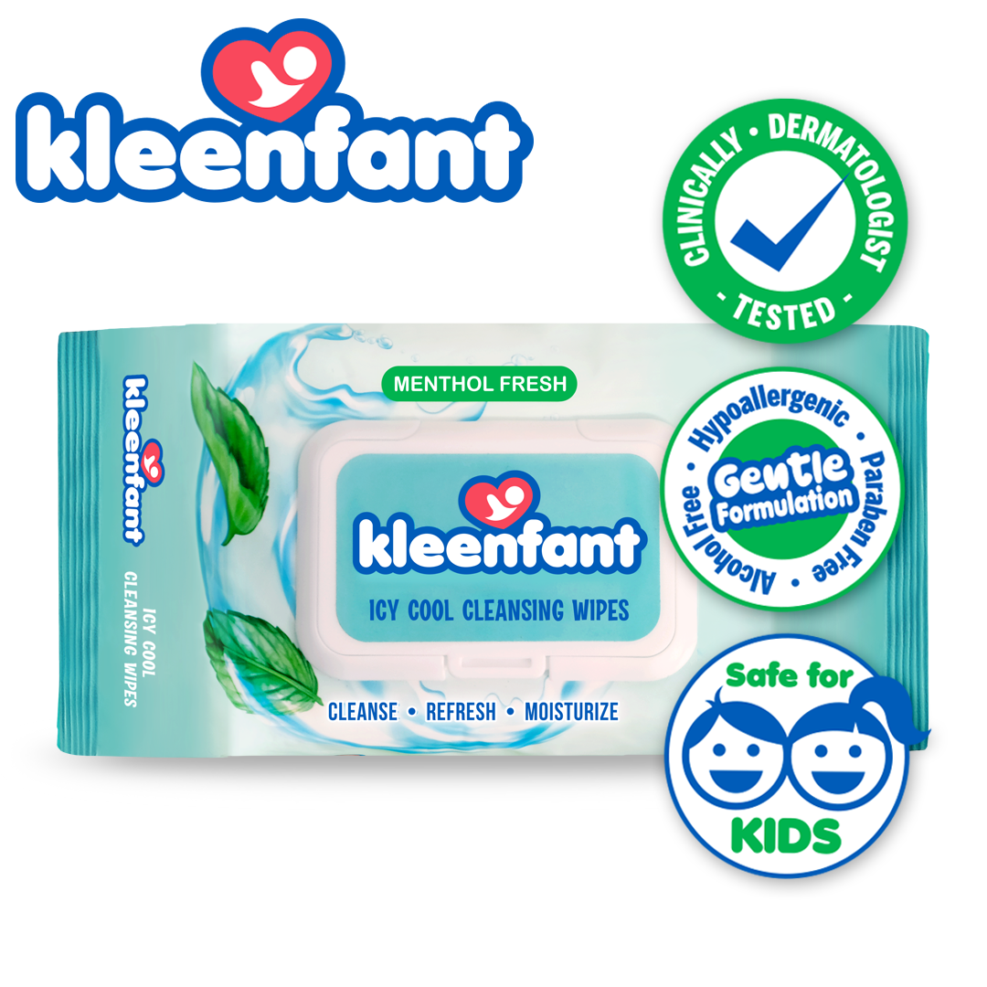 Kleenfant Icy Cool Cleansing Wipes 95 Sheets Pack of 30