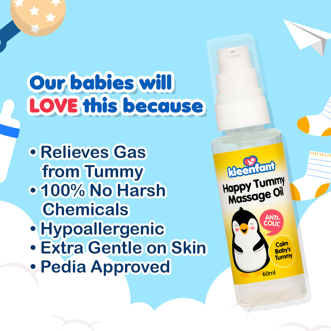 Kleenfant Happy Tummy Massage Oil 60ml (Bottle of 2)