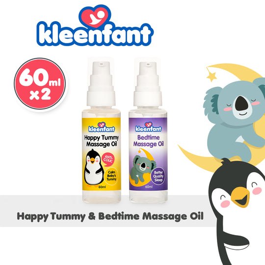 Happy Tummy Massage Oil 60ml + Bedtime Massage Oil 60ml  (Bottle of 2)