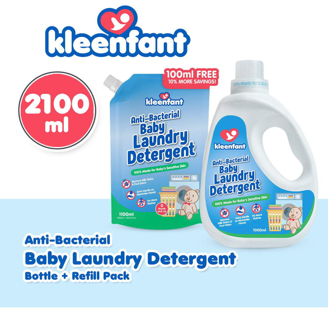 Kleenfant Antibacterial Baby Laundry Detergent Bottle + Refill